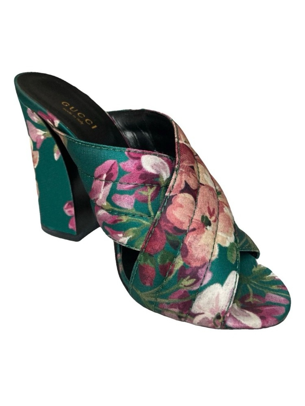 🛍️ Gucci Authentic & STUNNING Bloom Satin Floral Print Mules with Packaging